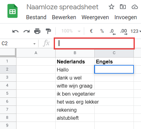 Google Sheets laten vertalen